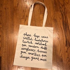 Divided Cream Cotton Canvas Fun Tote Bag